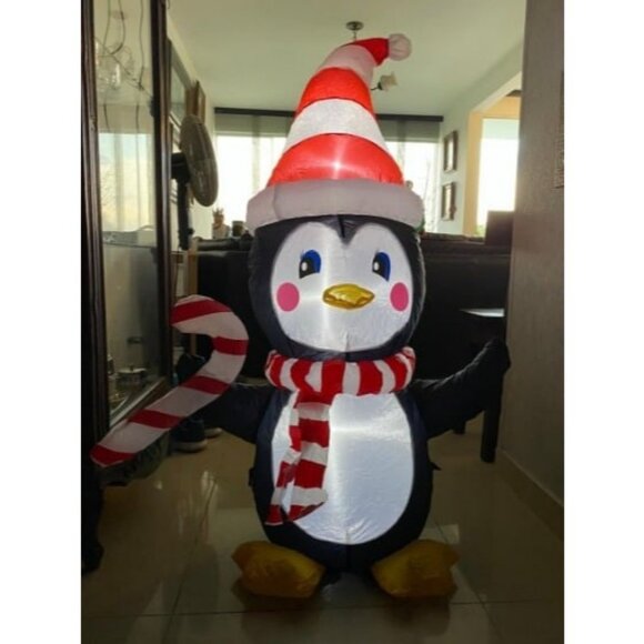 4ft LED Light Up Inflatable Christmas Penguin with Scarf &...